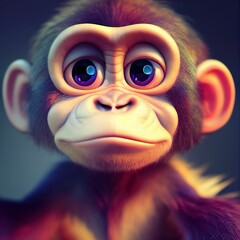 Cute monkey face with big eyes ,made with Generative AI