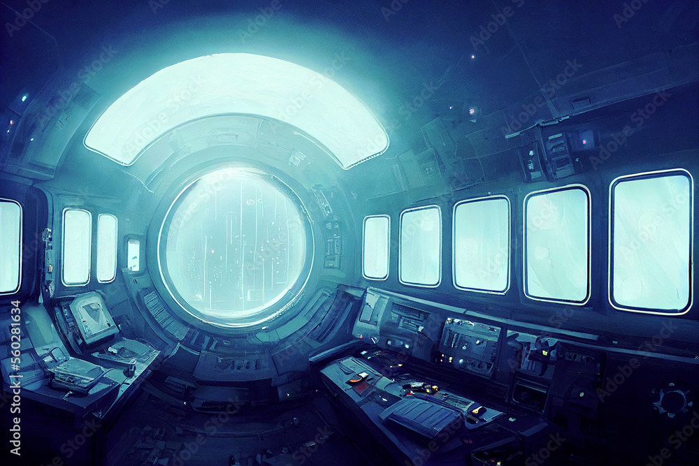 Poster scientific laboratory on space station. technology background and science concept ,made with generat