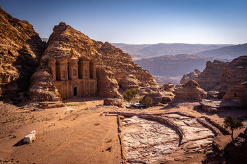 Ad Deir (The Monastery) - a monumental building carved out of rock in the ancient Jordanian city of...