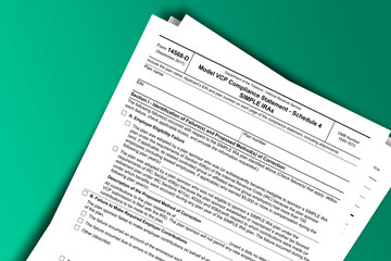 Fototapeta premium Form 14568-D documentation published IRS USA 09.16.2017. American tax document on colored
