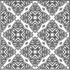 Stylish texture with figures from lines.
Abstract geometric black and white pattern for web page, textures, card, poster, fabric, textile. Monochrome graphic repeating design. 