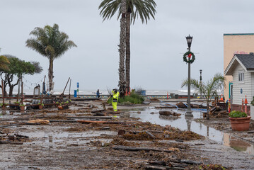 Fototapeta na wymiar Bomb cyclone causes severe storm and flood damage in Sanya Cruz County, CA, USA on January 5, 2023; storm kills 2. 