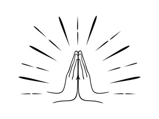 Praying Concept. Hand Drawn Praying on white background. vector illustration