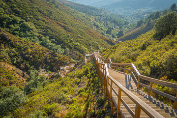 Fototapeta na wymiar View of the walkways of Ribeira de Quelhas, Portugal.