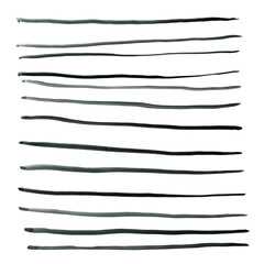 Painted watercolor grey strips. Hand drawn elements isolated on white.