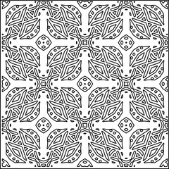 
Stylish texture with figures from lines.
Abstract geometric black and white pattern for web page, textures, card, poster, fabric, textile. Monochrome graphic repeating design. 