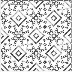 
Stylish texture with figures from lines.
Abstract geometric black and white pattern for web page, textures, card, poster, fabric, textile. Monochrome graphic repeating design. 