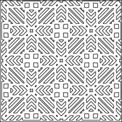 Stylish texture with figures from lines.
Abstract geometric black and white pattern for web page, textures, card, poster, fabric, textile. Monochrome graphic repeating design. 