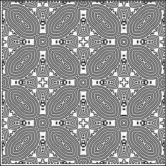 Stylish texture with figures from lines.
Abstract geometric black and white pattern for web page, textures, card, poster, fabric, textile. Monochrome graphic repeating design. 