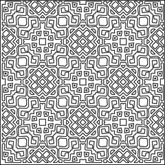 Stylish texture with figures from lines.
Abstract geometric black and white pattern for web page, textures, card, poster, fabric, textile. Monochrome graphic repeating design. 