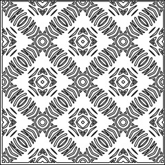 Stylish texture with figures from lines.
Abstract geometric black and white pattern for web page, textures, card, poster, fabric, textile. Monochrome graphic repeating design. 