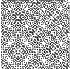 Stylish texture with figures from lines.
Abstract geometric black and white pattern for web page, textures, card, poster, fabric, textile. Monochrome graphic repeating design. 