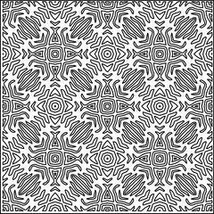 Stylish texture with figures from lines.
Abstract geometric black and white pattern for web page, textures, card, poster, fabric, textile. Monochrome graphic repeating design. 