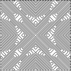 
Stylish texture with figures from lines.
Abstract geometric black and white pattern for web page, textures, card, poster, fabric, textile. Monochrome graphic repeating design. 