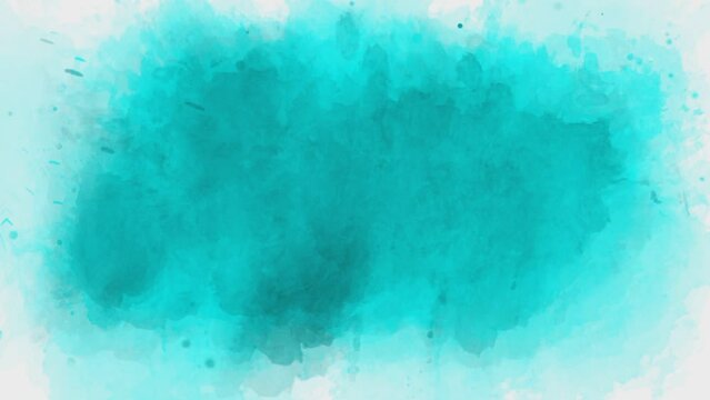 Motion of turquoise blue watercolor ink splash on white background