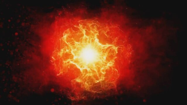 Animation of red fire smoke energy on black background