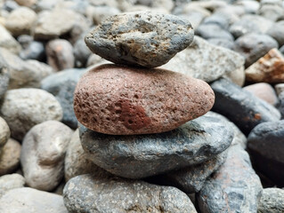 Fototapeta na wymiar pile of small stones on the beach