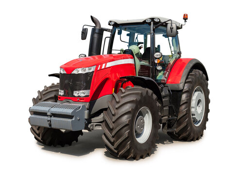 New red tractor isolated over white, with clipping path