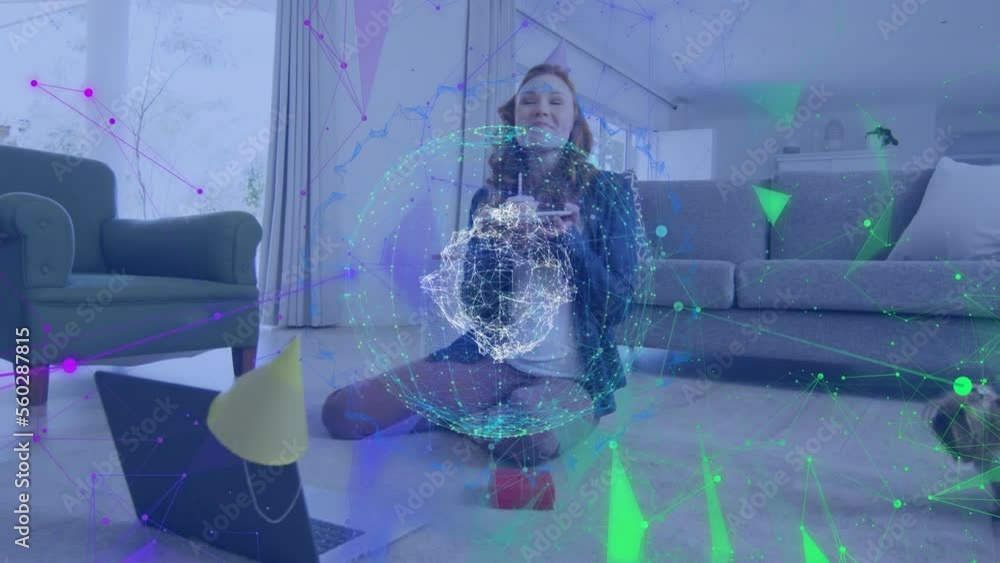 Aufkleber animation of colorful webs of connections on a colorful background