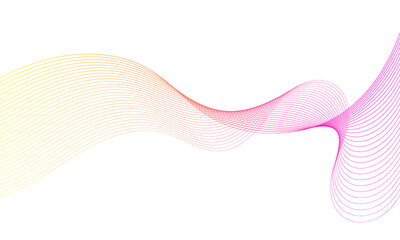 Abstract colorful wave element for design. Digital frequency track equalizer. Stylized line art background.Vector illustration.Wave with lines created using blend tool.Curved wavy line, smooth stripe