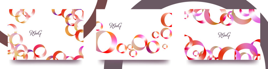 明るい虹色リングのベクターテンプレートカード/背景　名刺　壁紙　招待状　挿絵
