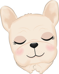 Cute French Bulldog Head sleeping