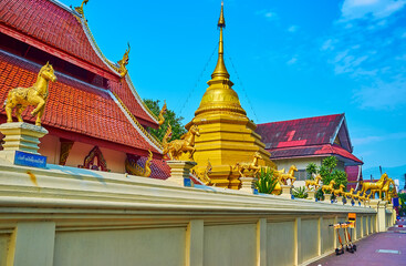 Lanna style chedi of Wat Khuan Khama temple, Chiang Mai, Thailand