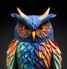 Obraz premium A cute colored owl made in origami style