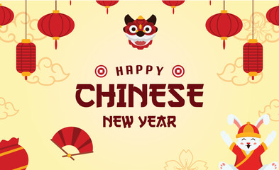 Vector flat chinese new year landing page template