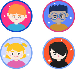 Set flat icon cartoon character. Suitable for your profile picture