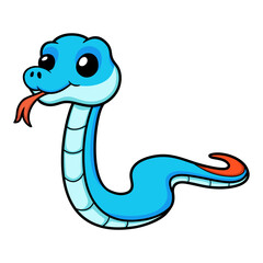 Fototapeta premium Cute blue snake viper cartoon