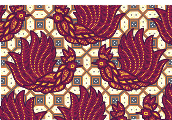 Batik motifs, Indonesian Batik: is a technique of coloring with wax on cloth, this technique originates from Indonesia. vector eps 10