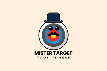 Flat modern template mister target logo concept vector illustration