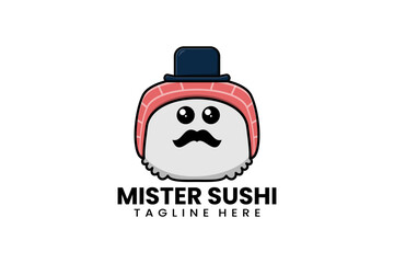 Flat modern template mister sushi logo concept vector illustration