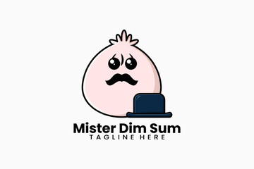 Flat modern template mister dim sum logo concept vector illustration