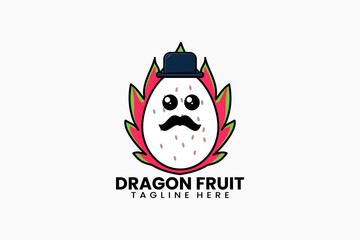 Flat modern template mister dragon fruit logo concept vector illustration