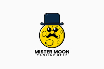 Flat modern template mister moon logo concept vector illustration