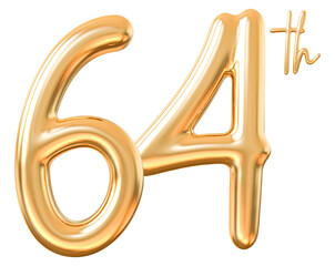 Anniversary 64th 3d gold number with generative AI