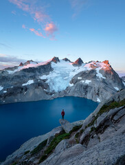Sunrise high above the treeline in Washington State's Alpine Lakes Wilderness near Mount Daniel