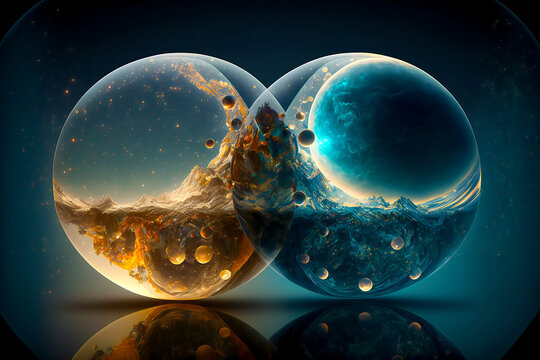 Multiverse, universe, multidimensional world, parallel world, digital illustration, generation by AI