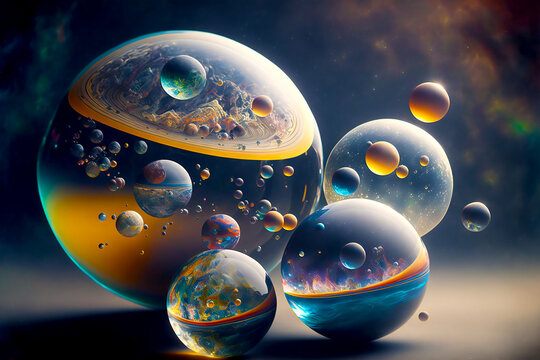 Multiverse, universe, multidimensional world, parallel world, digital illustration, generation by AI