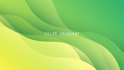 Modern Abstract Background Wave Fluid Liquid Lines Motion and Green Yellow Gradient Color
