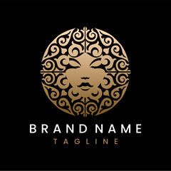 Circle ornament beauty woman face logo design