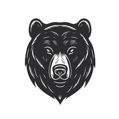 black white Grizzly bear Logo or polar bear head face silhouette logo
