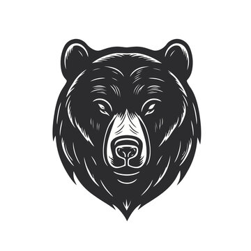 black white Grizzly bear Logo or polar bear head face silhouette logo