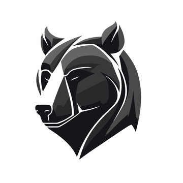 black white Grizzly bear Logo or polar bear head face silhouette logo