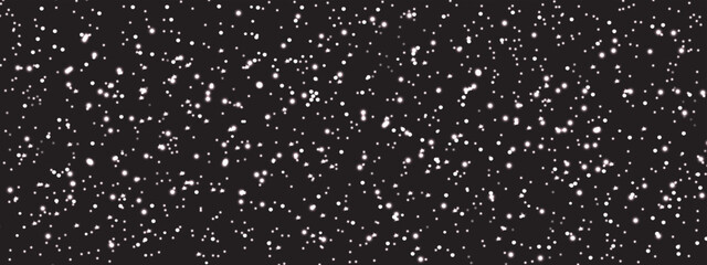Abstract winter background, Falling Snow down on Black Background. White snowflakes flying in the air, Winter snow falling background with copy space. 