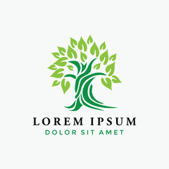 Tree icon concept of a stylized tree with leaves, lends itself to being used with text