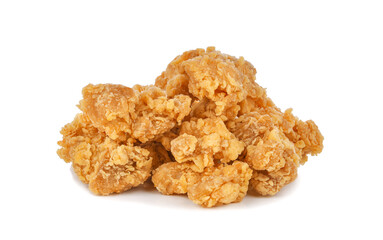 Fried popcorn chicken isolated on white background