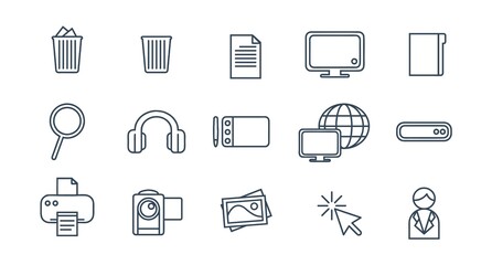 Simple flat design mini icon set for computer / desktop